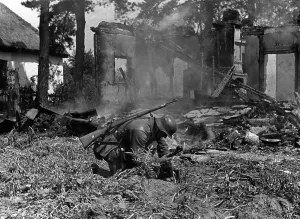 Infantryman: German infantryman with field telephone on the eastern front