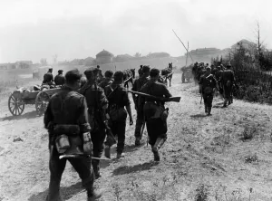 Horse Drawn: German infantrymen advance in Ukraine, 1941