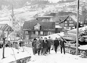 German internees during the winter in Switzerland, 1917