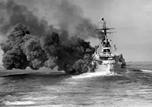 Nassau: German line ship during a gunnery exercise