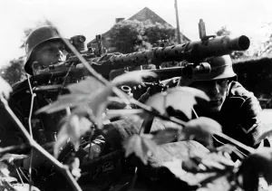 Optical: German machine gun position in Belgium, 1940