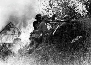 Grunt: German machine gun position during the fighting around the