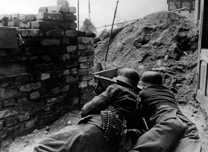 Vistula: German machine gun position during the fights at the
