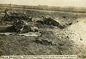 Soissons: German machine gun position near Soissons, France, WW1