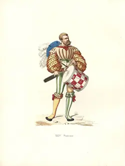 Duplessiss: German military drummer, 16th century, in slashed