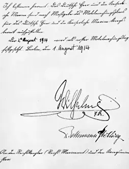 Bethmann: German mobilization order, 1914