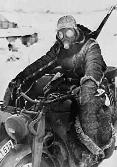 Nazi Army: German motorcycle on the Soviet (Russian) Eastern