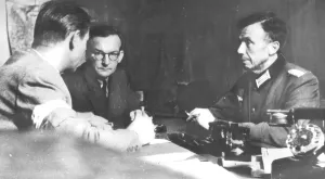 Interrogated: German officer is interrogated by Poles during the uprising