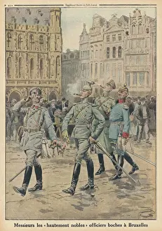 Strut: German officers strut around Brussels