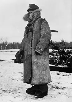 Felt: German paratrooper on guard on the Eastern front, 1942