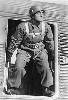 Paratrooper: German paratrooper during jumping instruction, 1940