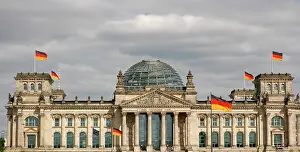 Pediment: German Parliament. Facade. Berlin. Germany
