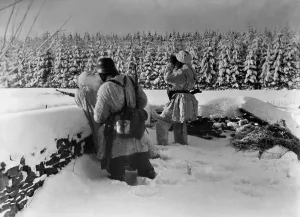 Ardennes: German patrol in the Ardennes, 1945