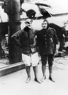 Camaraderie: Two German pilots in relaxed mood, WW1