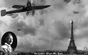 Fake: German planes over Paris, propaganda postcard, WW1