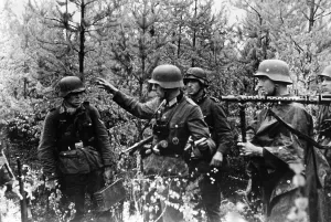 Instructs: German platoon leader gives instructions on the Eastern