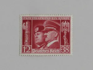 Surmounts: German postage stamp depicting Hitler and Mussolini