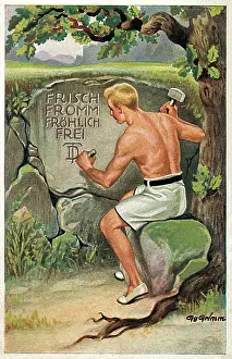 Grimm: German postcard with stone inscription