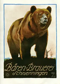 Breweries: A German poster advertisement for the bear brewery