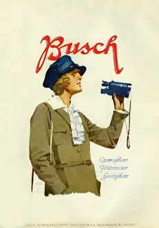 Binocular: A German poster advertisement for Busch binoculars