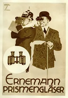 Prism: A German poster advertising Ernemann binoculars