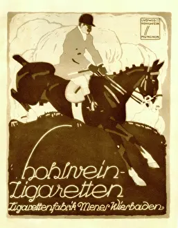A German poster advertisement of a man riding a horse