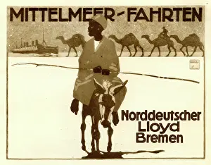 Cruises: A German poster advertising Mediterranean cruises
