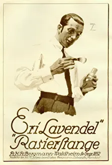 Brushes: A German poster advertising shaving brushes