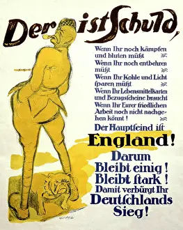 Guilty: German poster, England is to blame, WW1