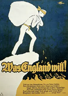 Blindfold: German poster, What England Wants, WW1
