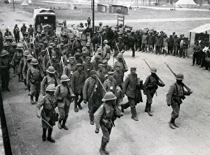 Salonica: German prisoners marching, Balkan Front, WW1