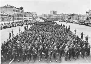 Paraded: GERMAN PRISONERS PARADED