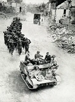 Pows: German prisoners passing through Normandy town, WW2