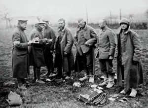 Searched: German prisoners being searched, Western Front, WW1