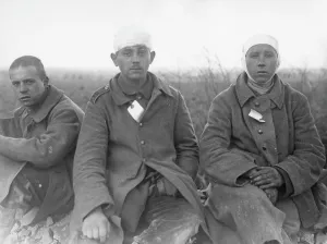 Bandaged: Three German prisoners of war, WW1