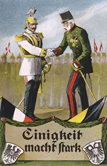 Macht: German propaganda postcard, two Kaisers, WW1