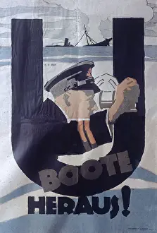 Periscope: German propaganda poster, U Boote Heraus!, WW1