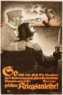 Fundraising: German propaganda poster, War Bonds, WW1