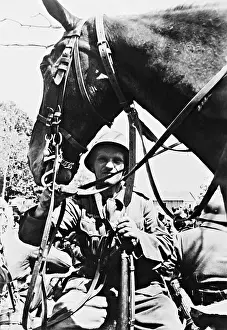Rests: German rider during the advance in Russia, 1941