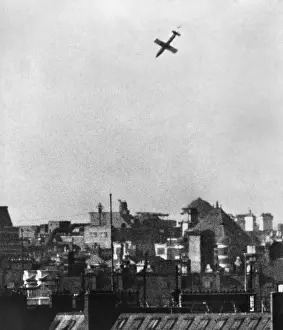 Drones: German Robot plane, V-1 Buzz bomb drops over a city