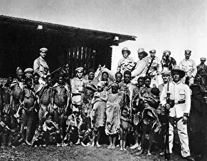 Schutztruppe: German Schutztruppe with captured Herero and Hottentots