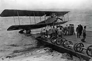 Ashore: German seaplane, 1916