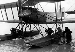 Ashore: German seaplane after landing, 1918
