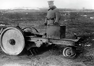 Spoils: German soldier with a captured Russian machine, 1915