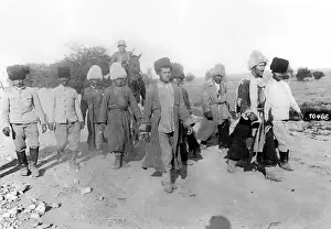 Tartar: German soldier with caught Tartars in the Caucasus