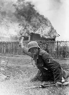 Clasping: A German Soldier at the Eastern Front Throws a Hand Grenade