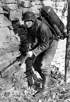 Bunkers: German soldier with a flamethrower on the Eastern Front
