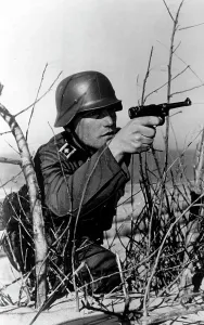 Luger: German soldier with a pistol, 1941