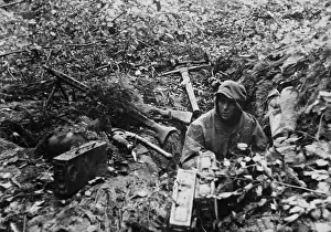 Beskids: German soldier in his position on the Eastern front, 1944