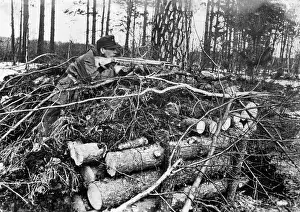 Concealed: German soldier with rifle